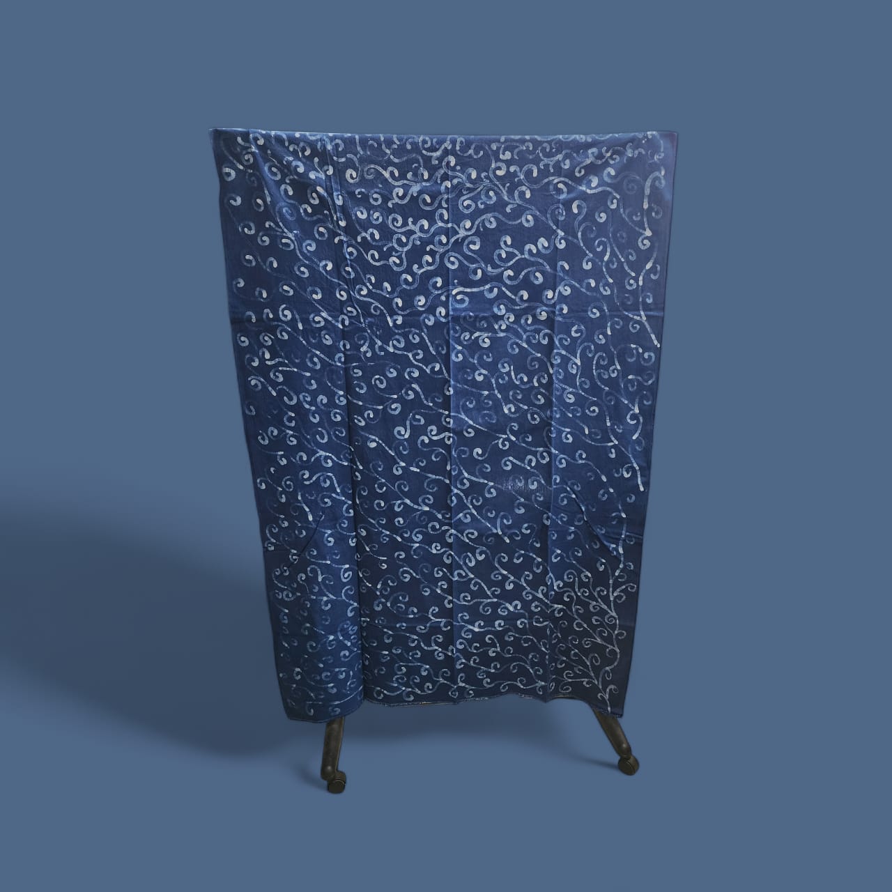 Indigo wax painted fabric